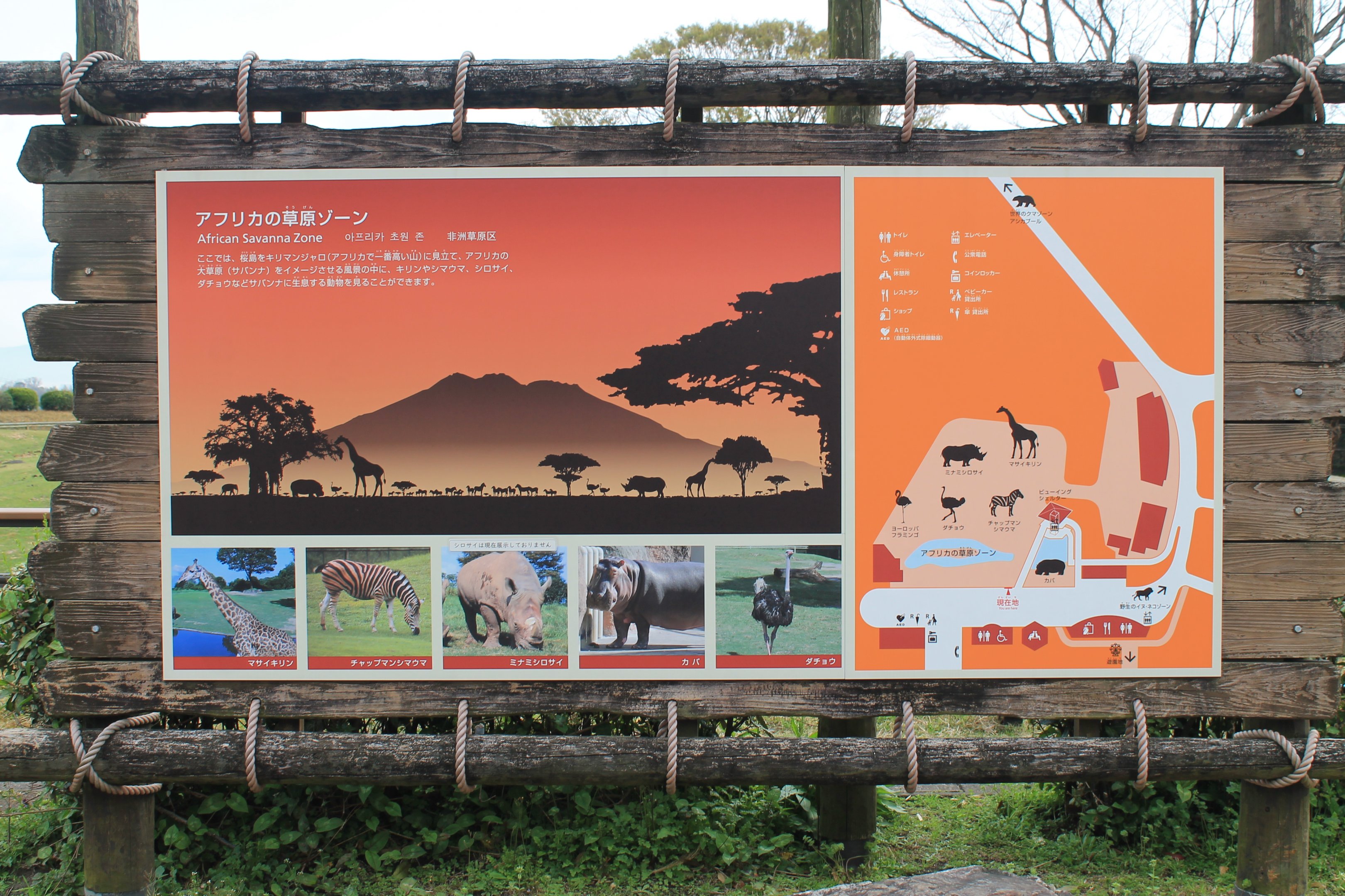 African Savannah signage - Hirakawa Zoo (Kagoshima)