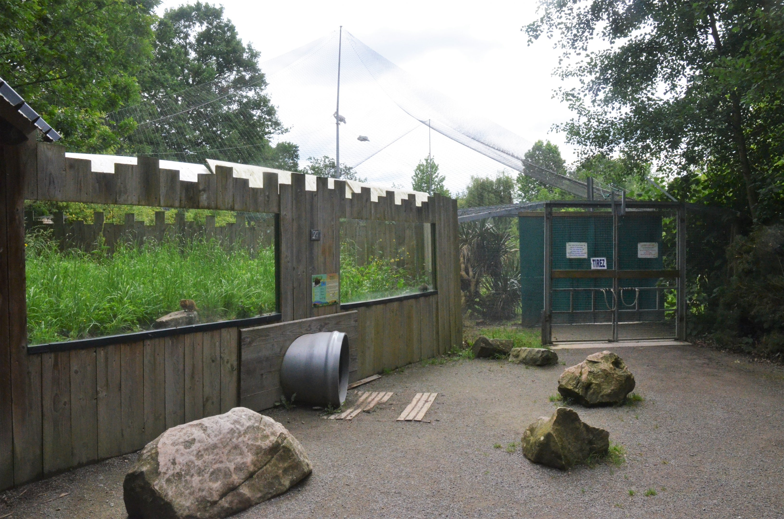 African Walk-through Aviary Entrance and Dwarf Mongoose Enclosure at Spaycific'Zoo, 13/06/18