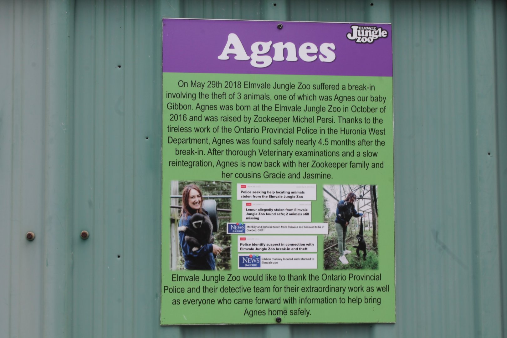 Agnes theft signage