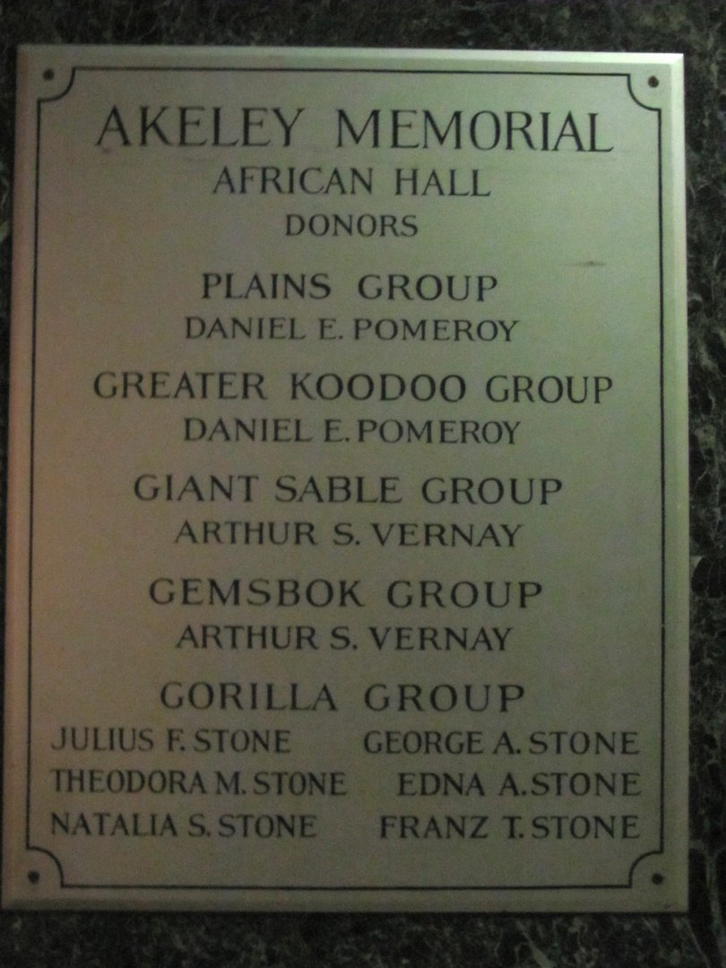 Akeley Hall of African Mammals Donors Plaque 2