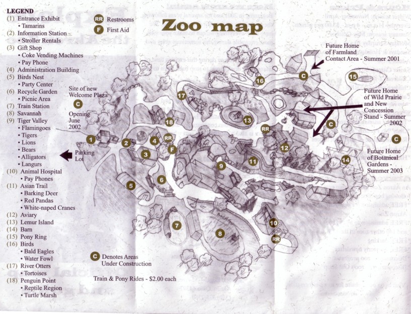 Akron Zoo 2001 Map