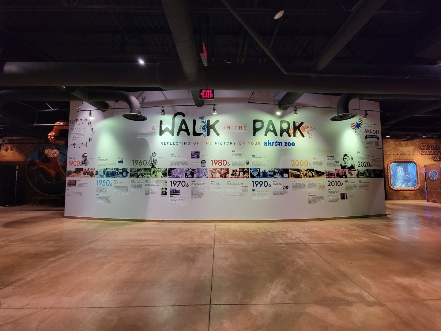 Akron Zoo - A Walk in the Park mural, history of the zoo