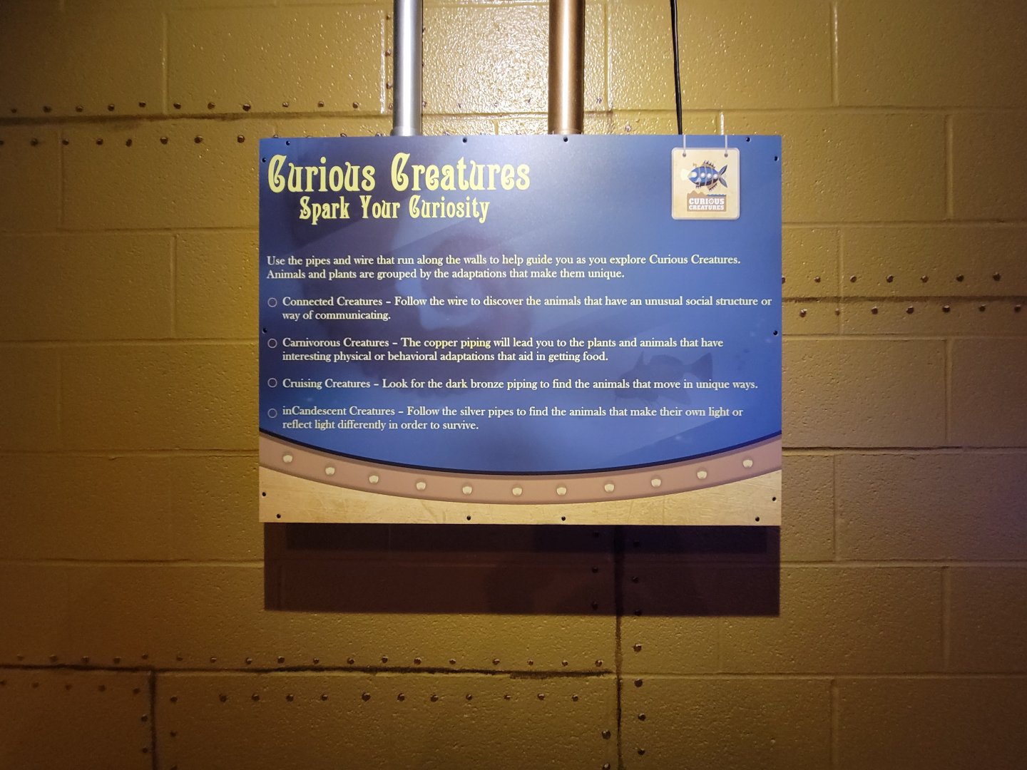 Akron Zoo - Curious Creatures entrance sign