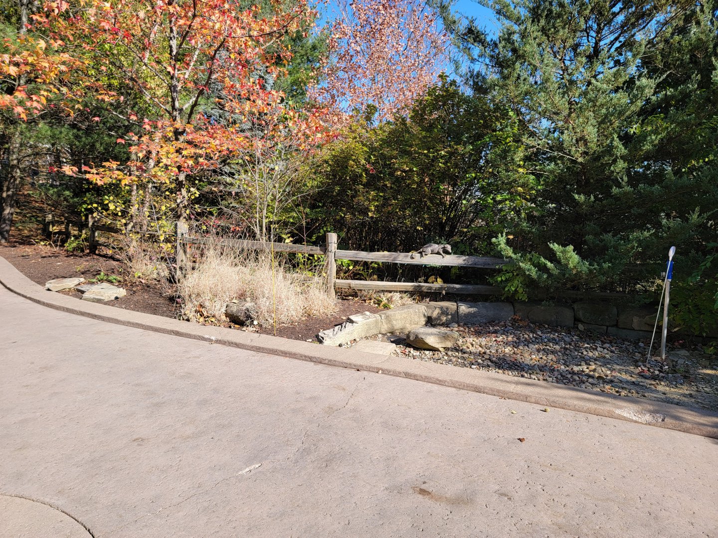 Akron Zoo - Opossum statue on fence
