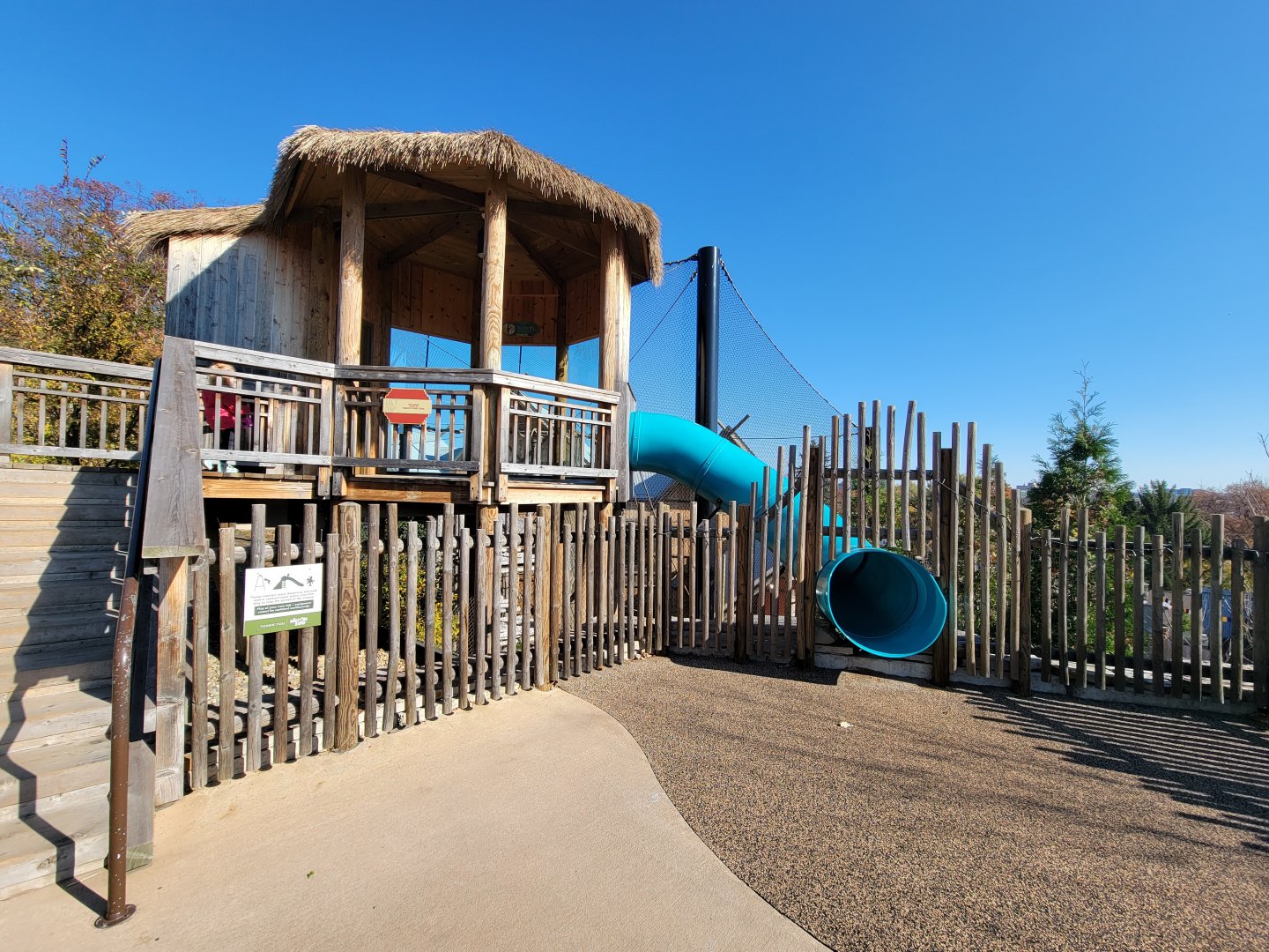 Akron Zoo - White-cheeked gibbon exhibit, uppermost viewing with slide
