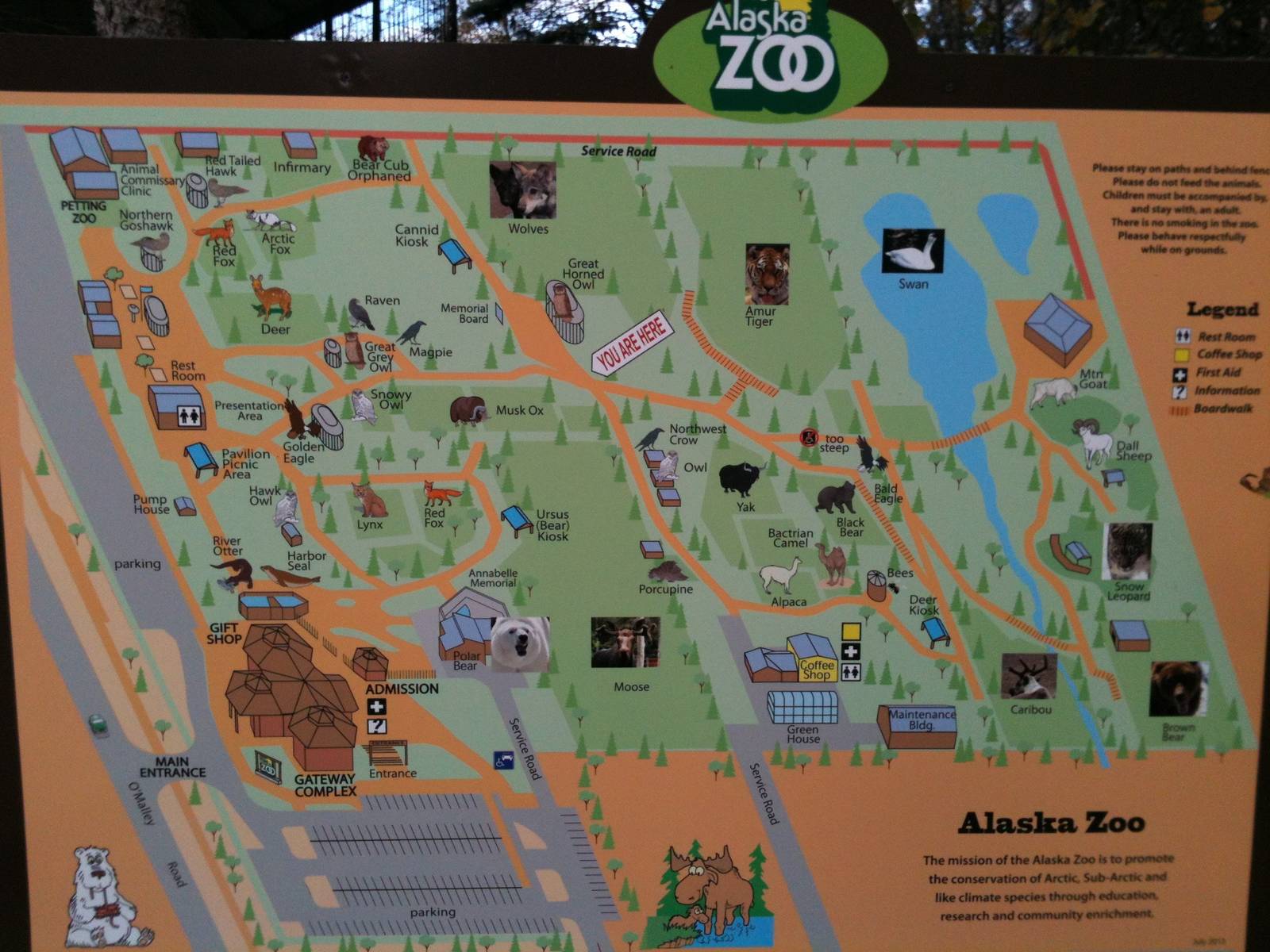 Alaska Zoo Map Sign