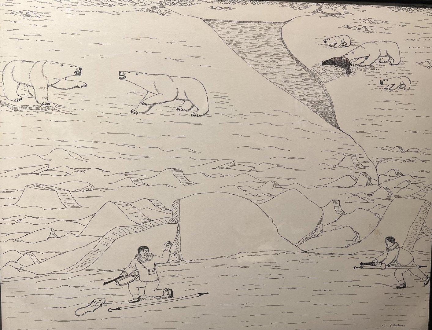 Alaskan Native artwork depicting hunting scenes