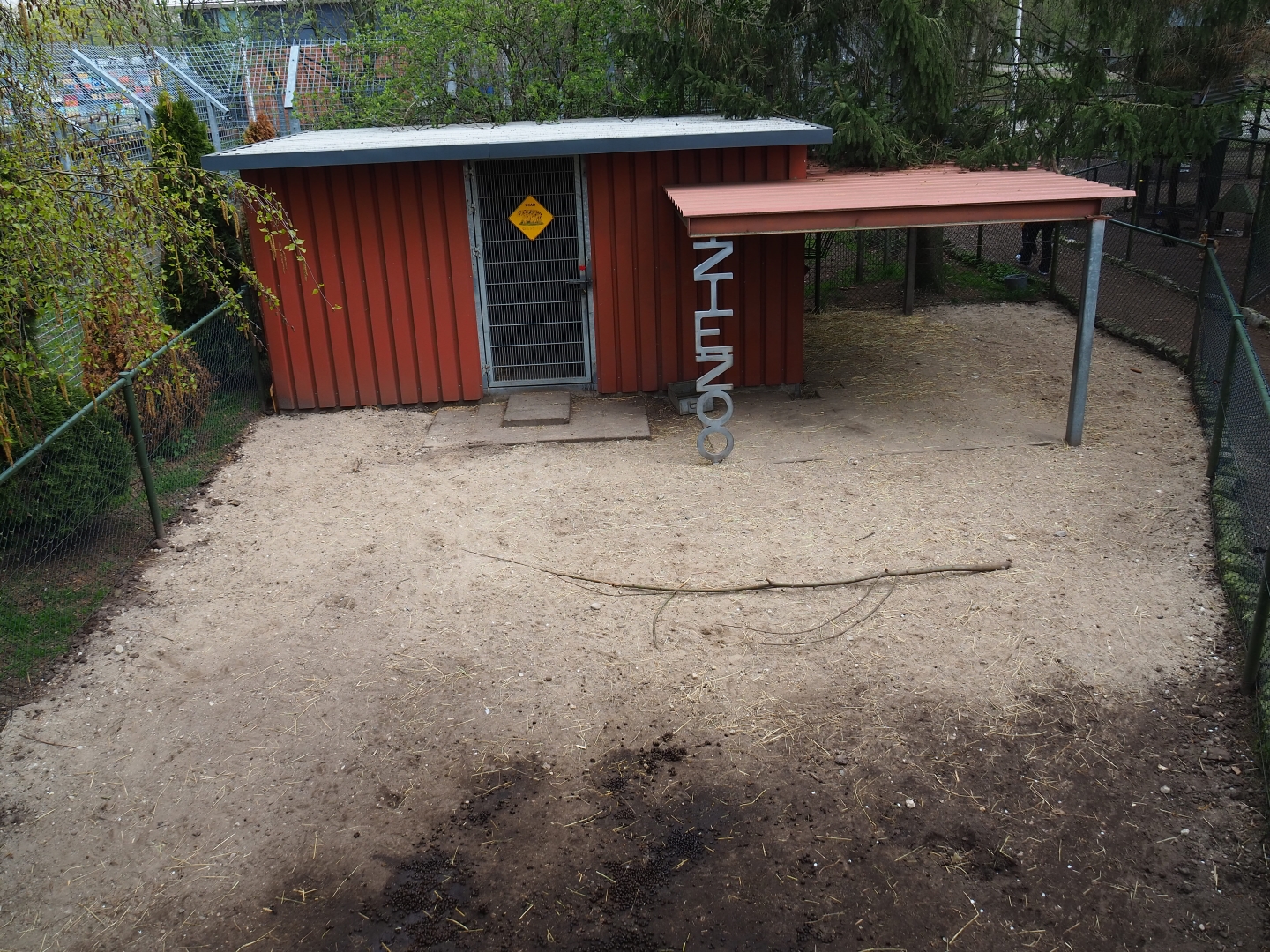 American black bear holding building and alpaca shelter/paddock, 2019-04-06
