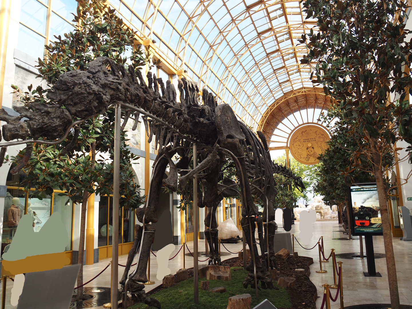 Apatosaurus skeleton 'Vulcain' (Apatosaurus species nova) in entrance gallery 'Gallery of the Worlds', 2025-09-01