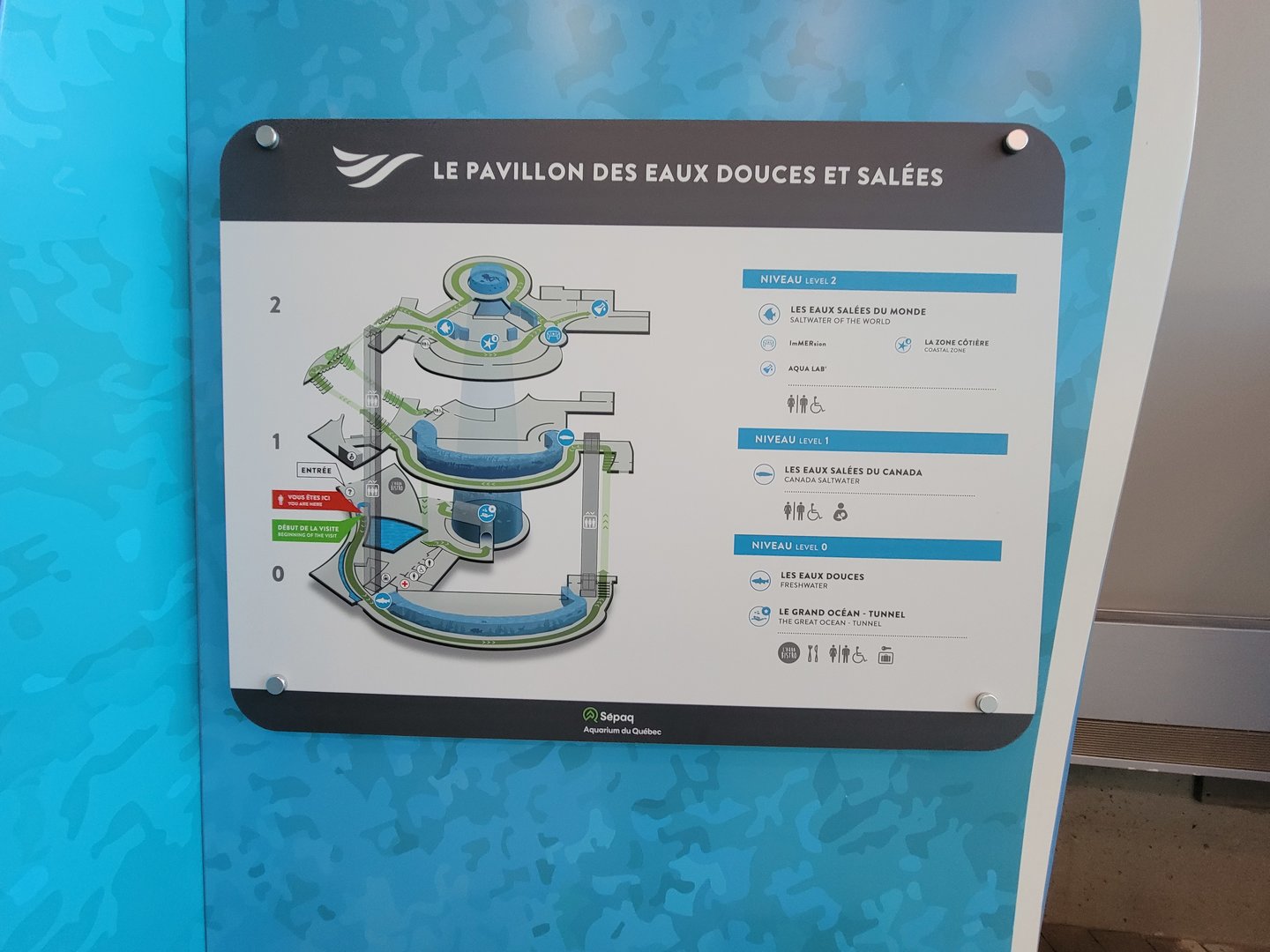 Aquarium du Quebec - Pavillon des eaux douces et salées, Map of building's exhibits