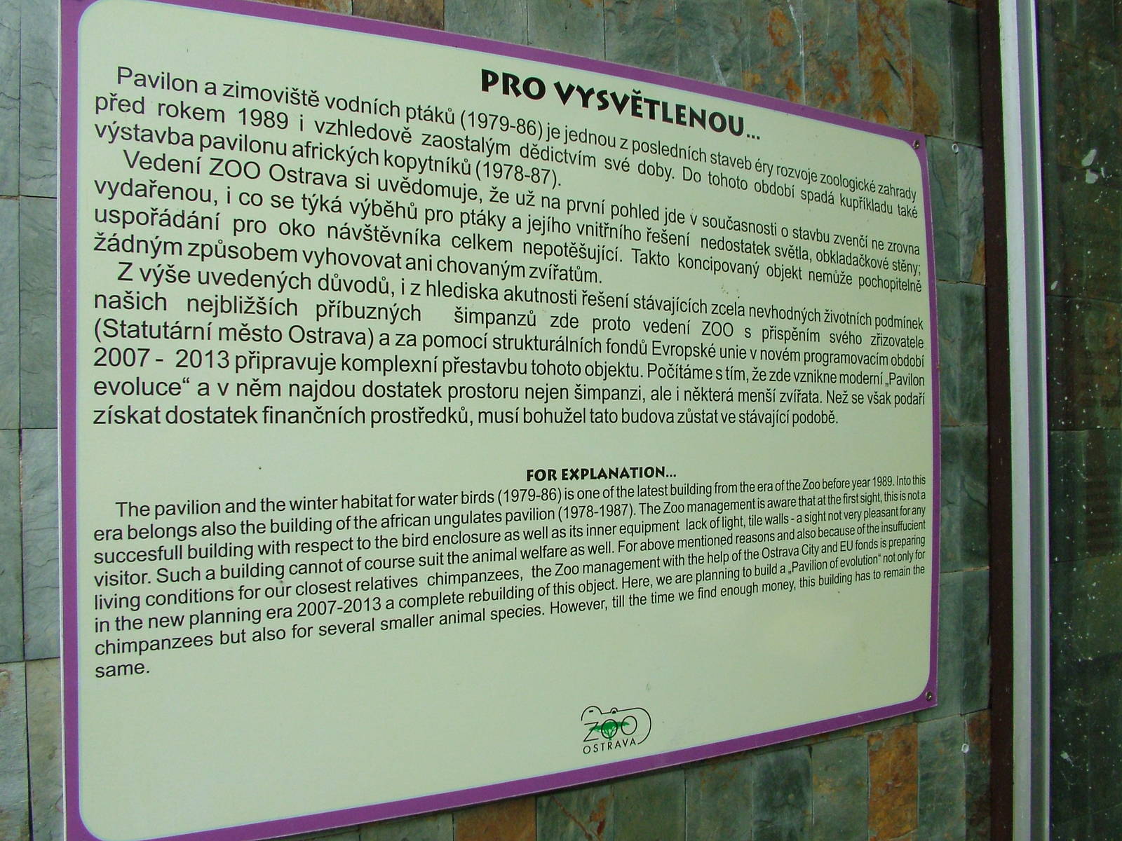 Aquatic Bird House explanation at Ostrava, 29/05/10