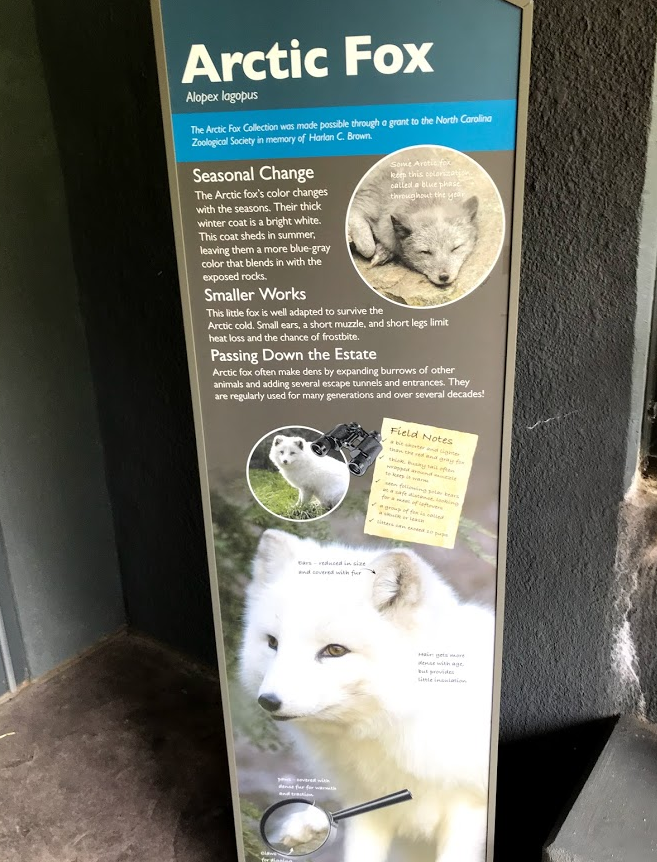 Arctic Fox Sign at the North Carolina Zoo