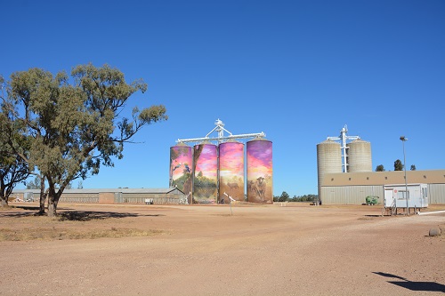 Art work on grain silos.   Thallon.  Queensland