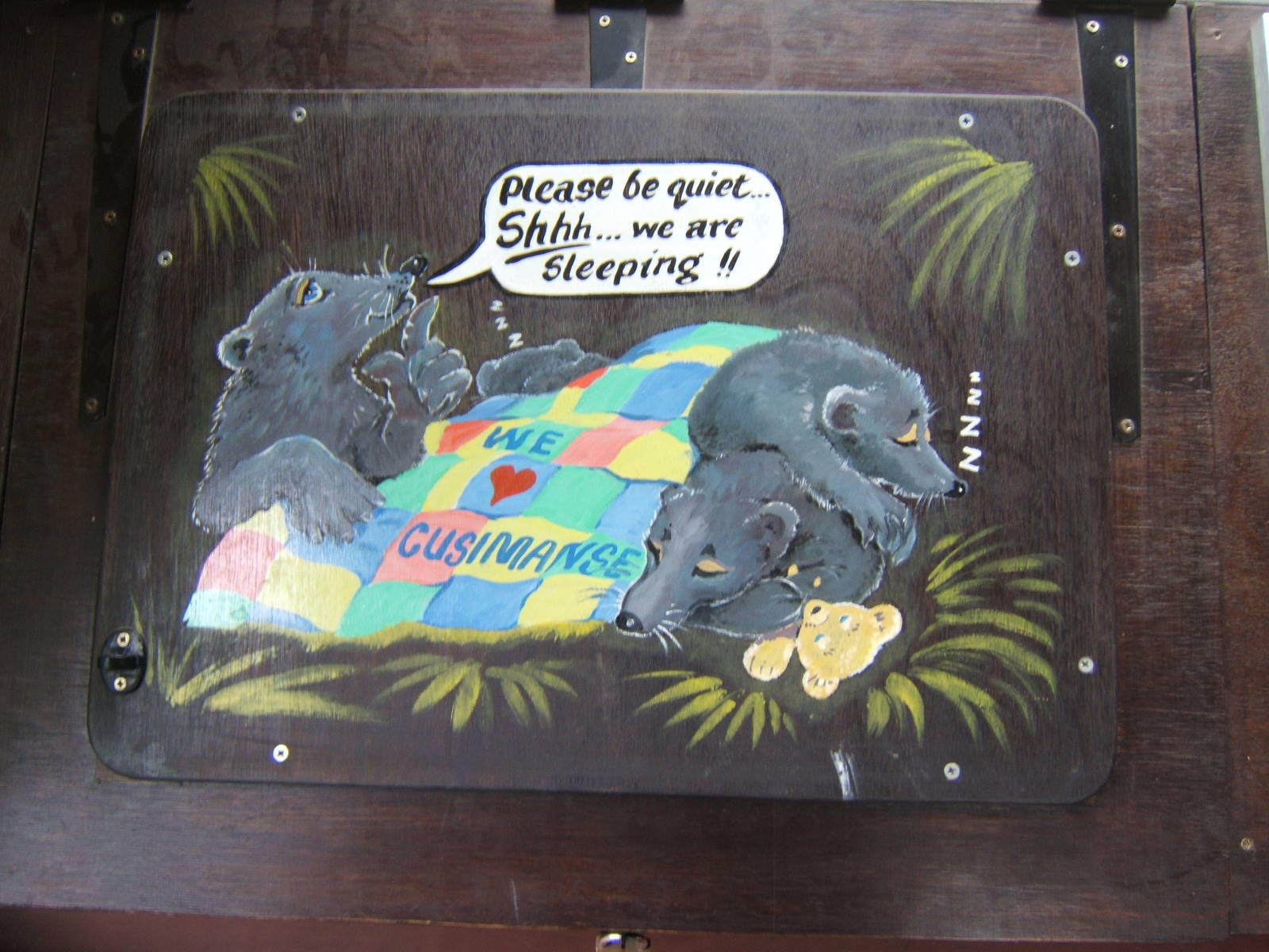 Artwork on the keeper excess to the Cusimanse sleeping quarters