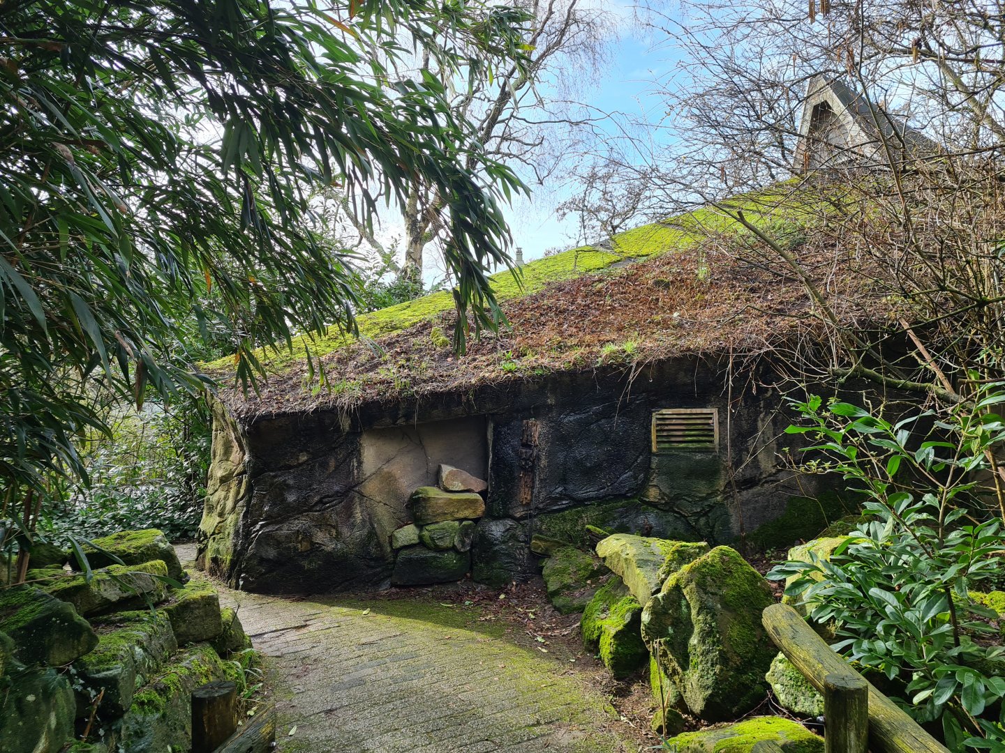 Asia - Sulawesi Black Crested macaque indoor holding building