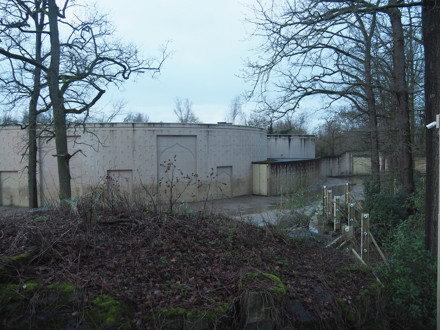Asian elephant house and paddock seen from the viewing area on top of the Sulawesi crested macaque house, 2024-01-01