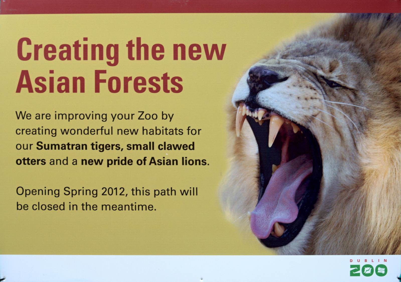 Asian Forest in Dublin ZOO - information sign, April 2012