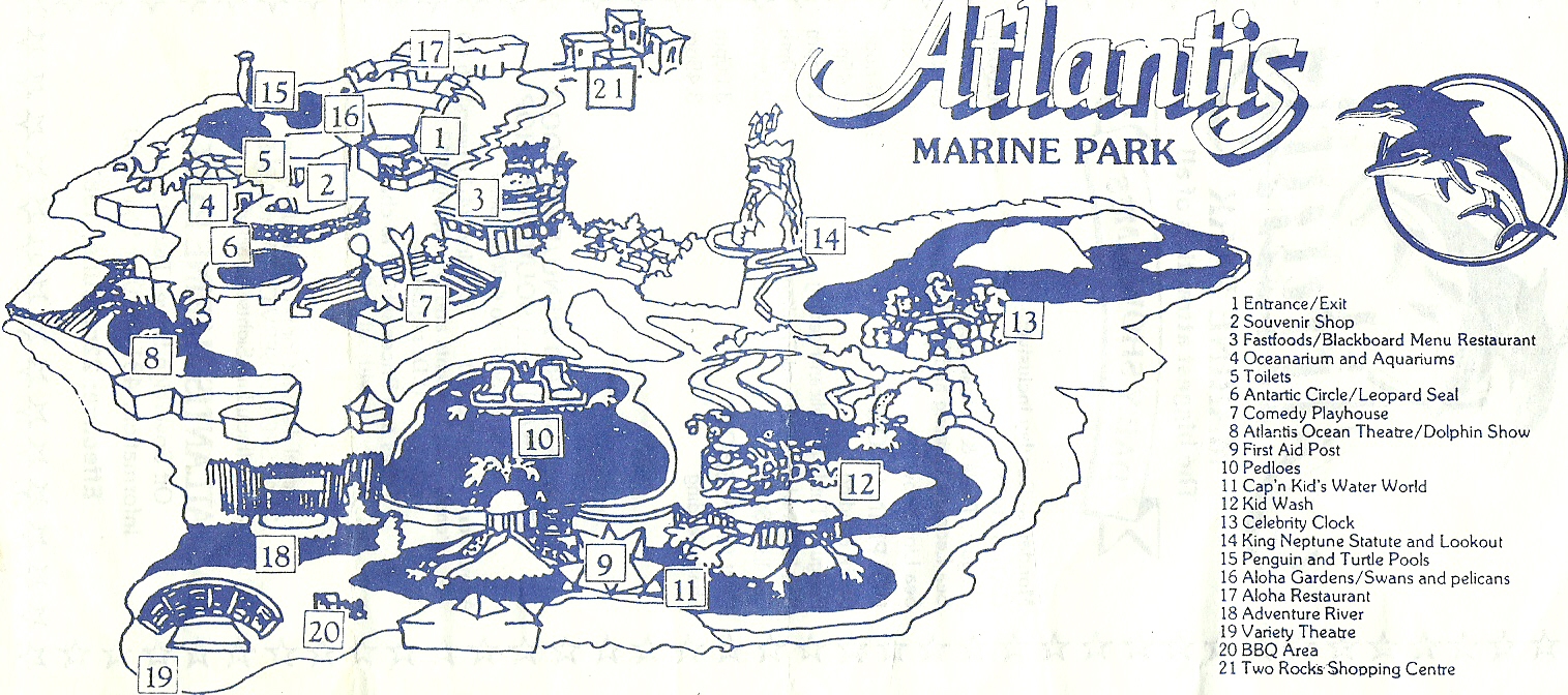 Atlantis Marine Park - Western Australia Map 1987 (Park now closed)