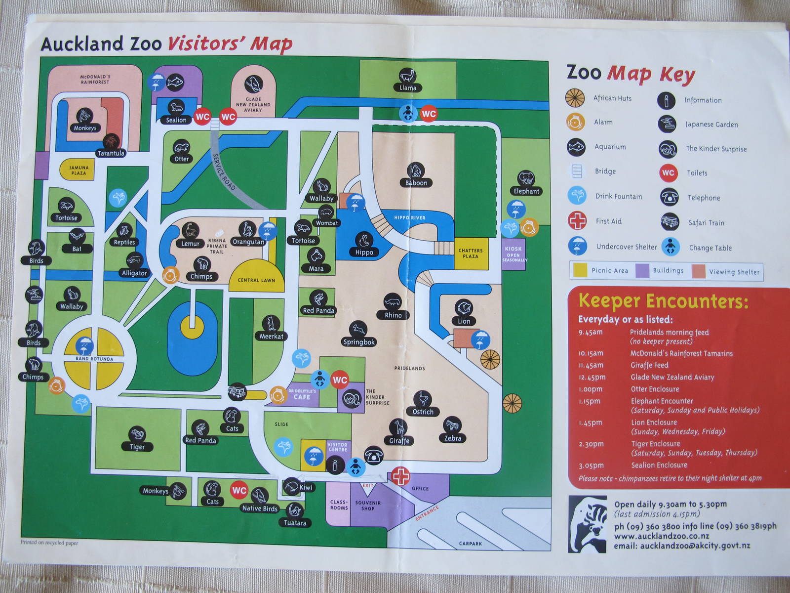 Auckland Zoo Map 1999