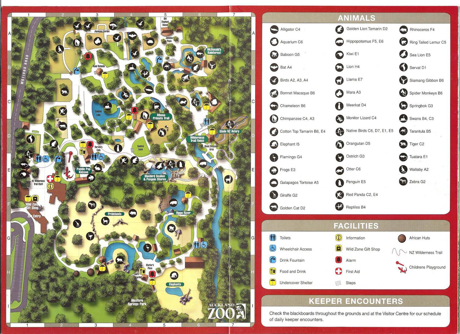 Auckland Zoo Map 2002