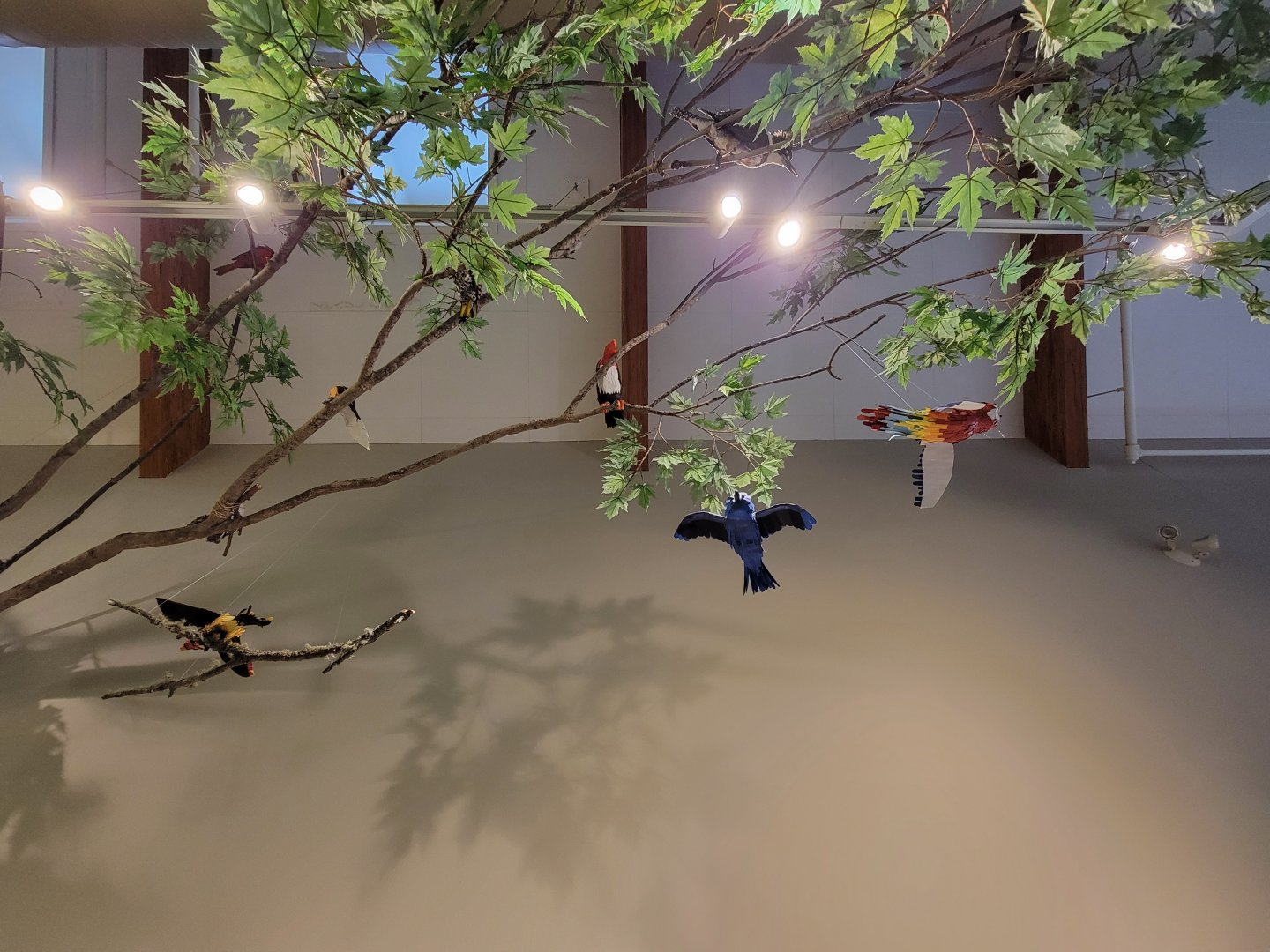 Audubon RI - Paper birds hanging from ceiling
