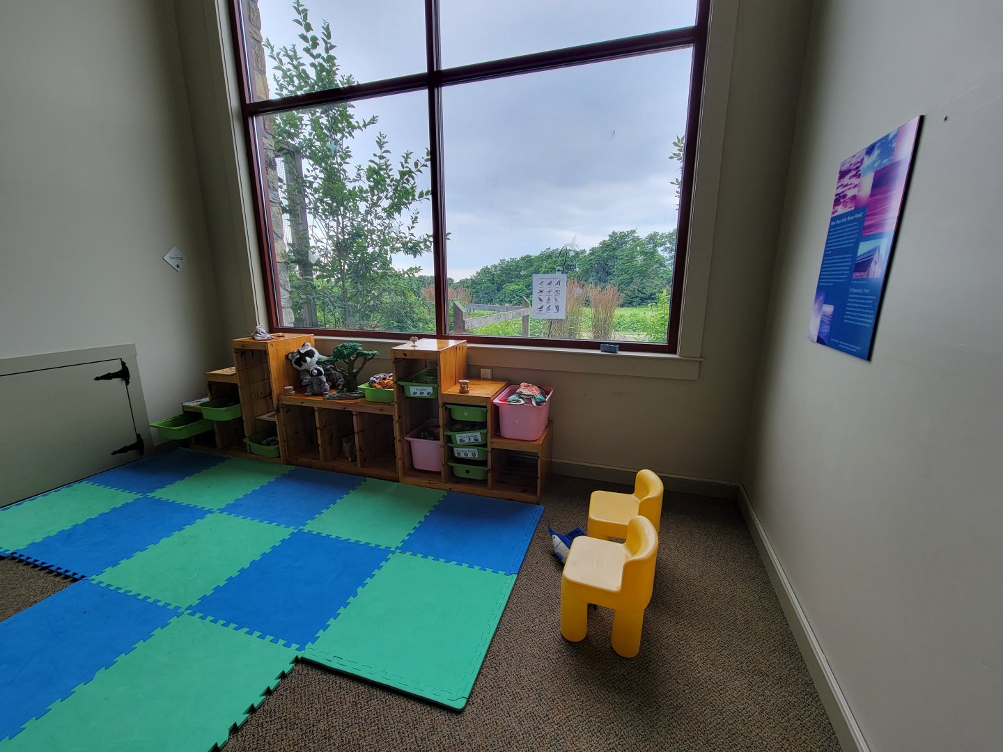 Audubon RI - Play area, view of bird feeders