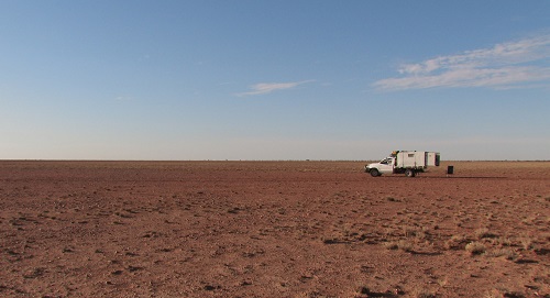 Aussie desert camping scene.