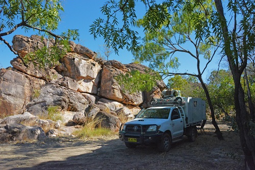 Aussie outback camping scene.