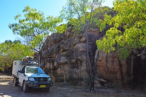 Aussie outback camping scene.