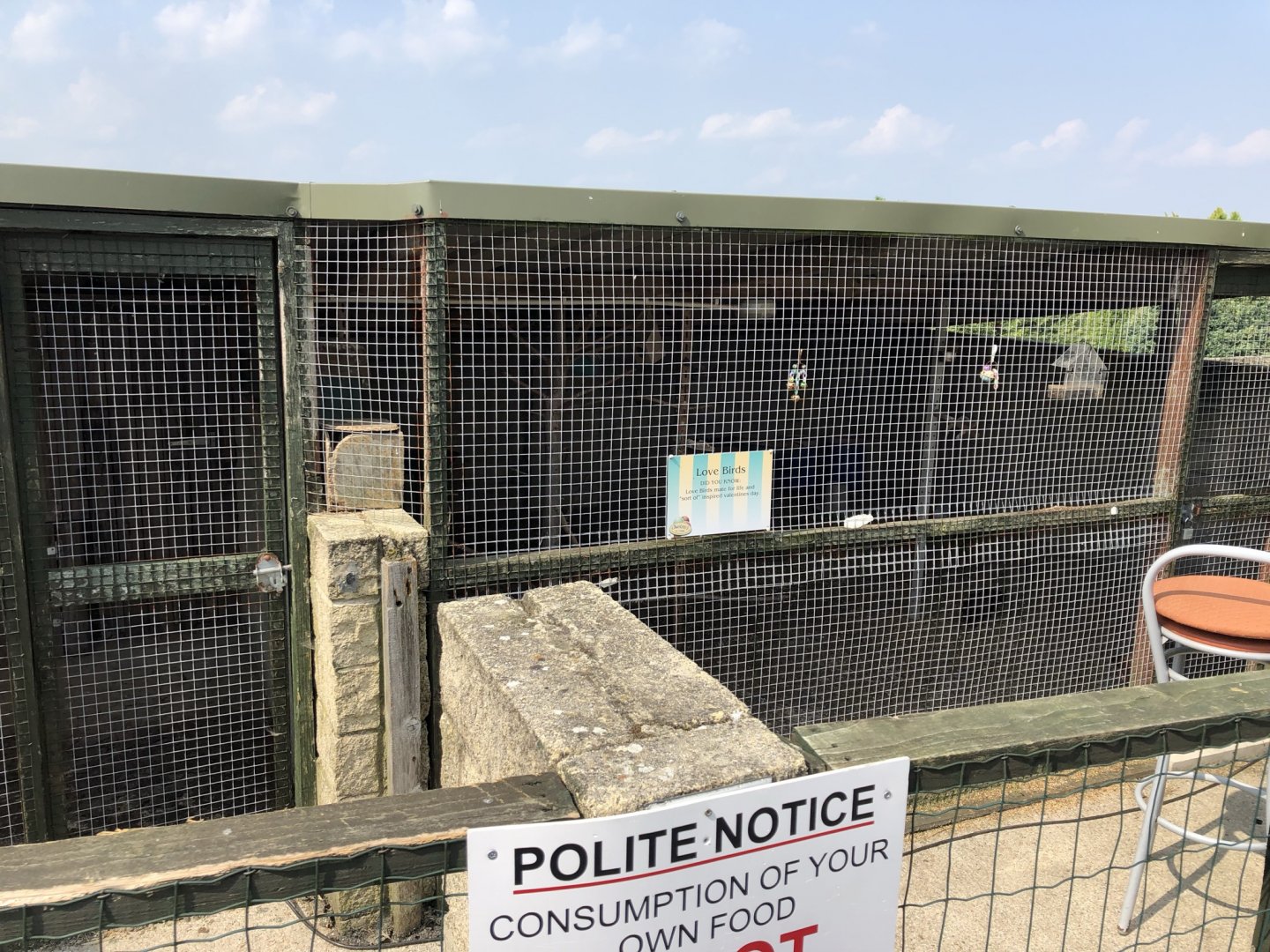 Aviaries at Charlotte's Ice Cream Parlour (July 2021)