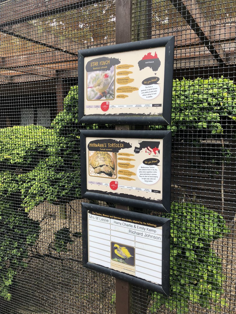 Aviary Signage at Sewerby Zoo (June 2023)