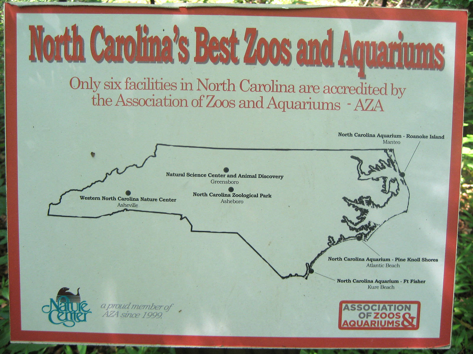 AZA zoos/aquariums in the state of NC