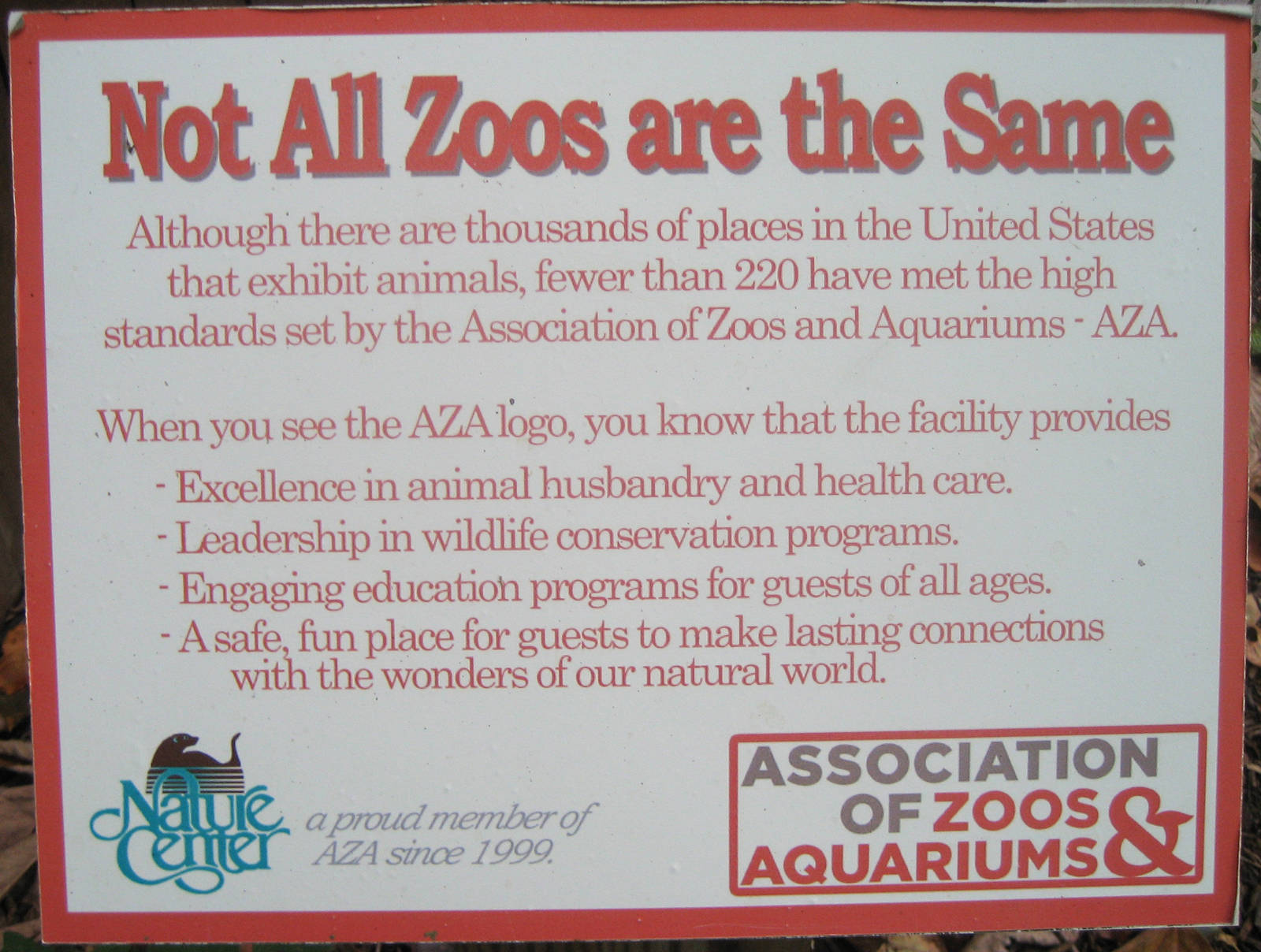 AZA zoos sign