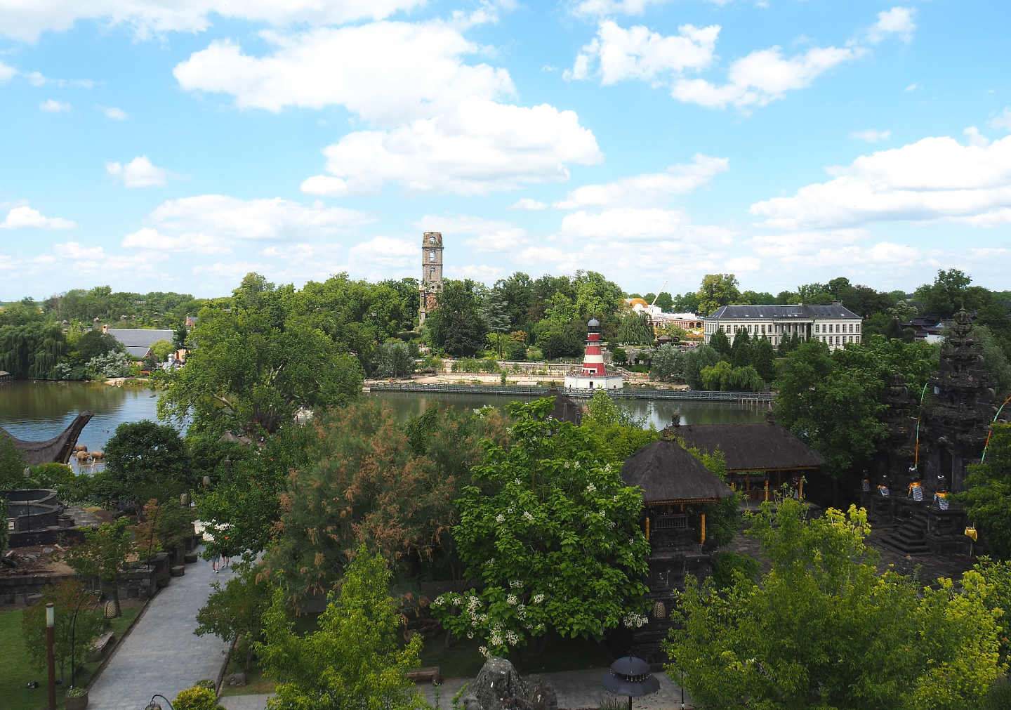 Balinese temple and park landscape from the top of the Flower Temple, 2022-06-28