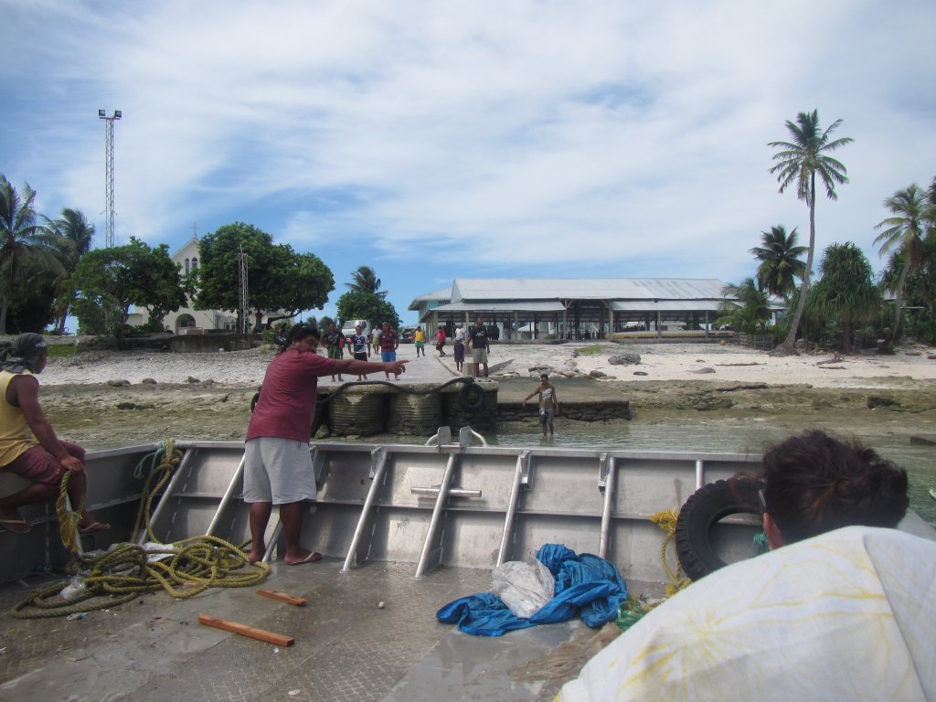 Barge heading in to Nukunonu