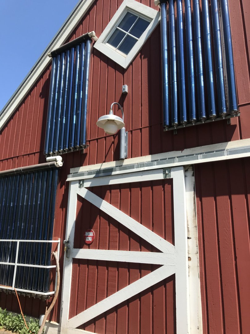 Barnyard- solar-water-heated barn