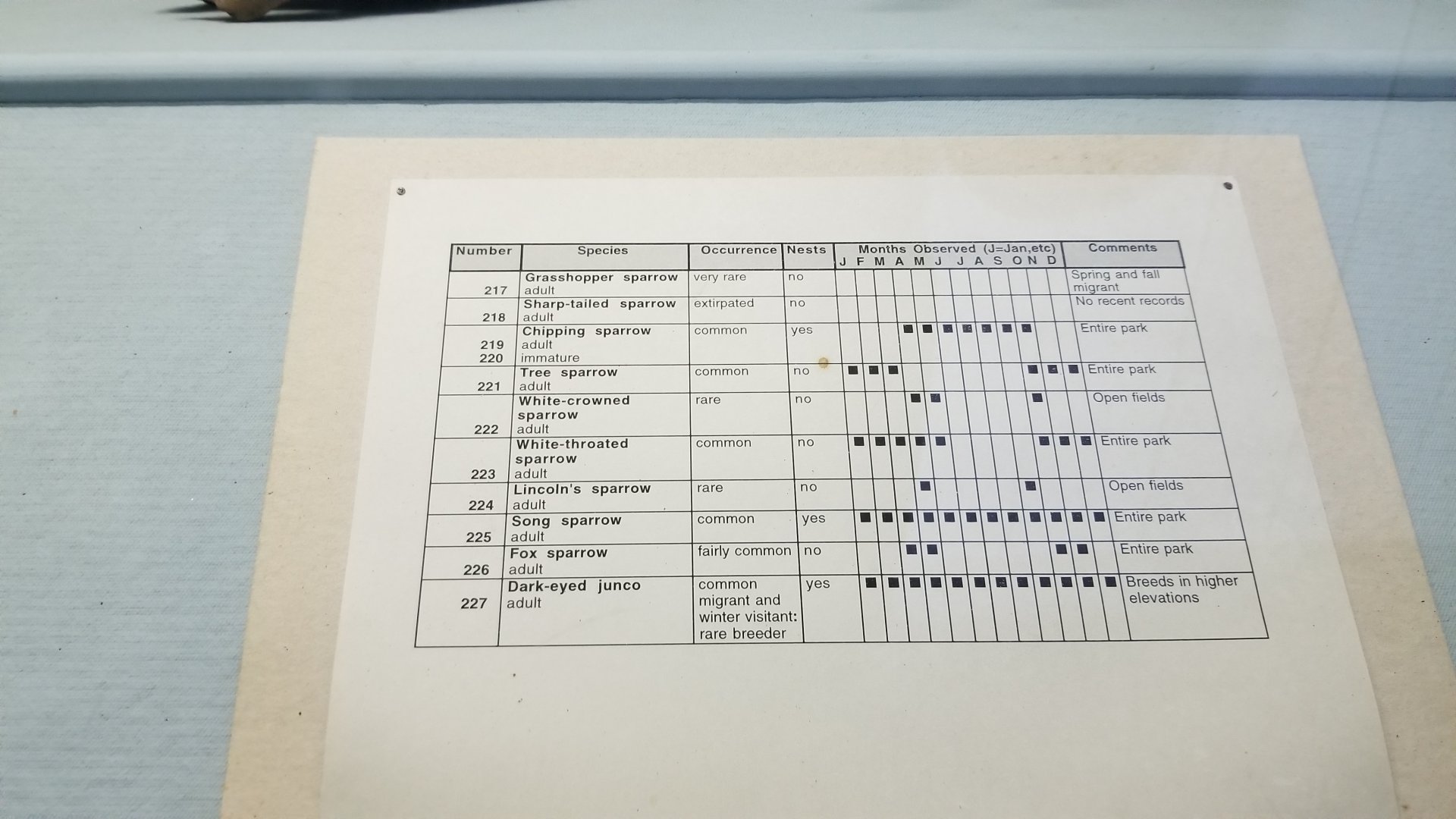 Bear Mountain - Example of bird signage