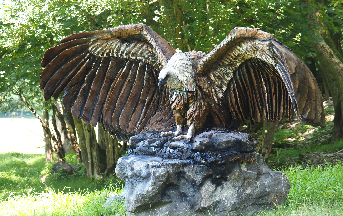 Beautiful wood carving of a Griffon vulture, 2020-07-12