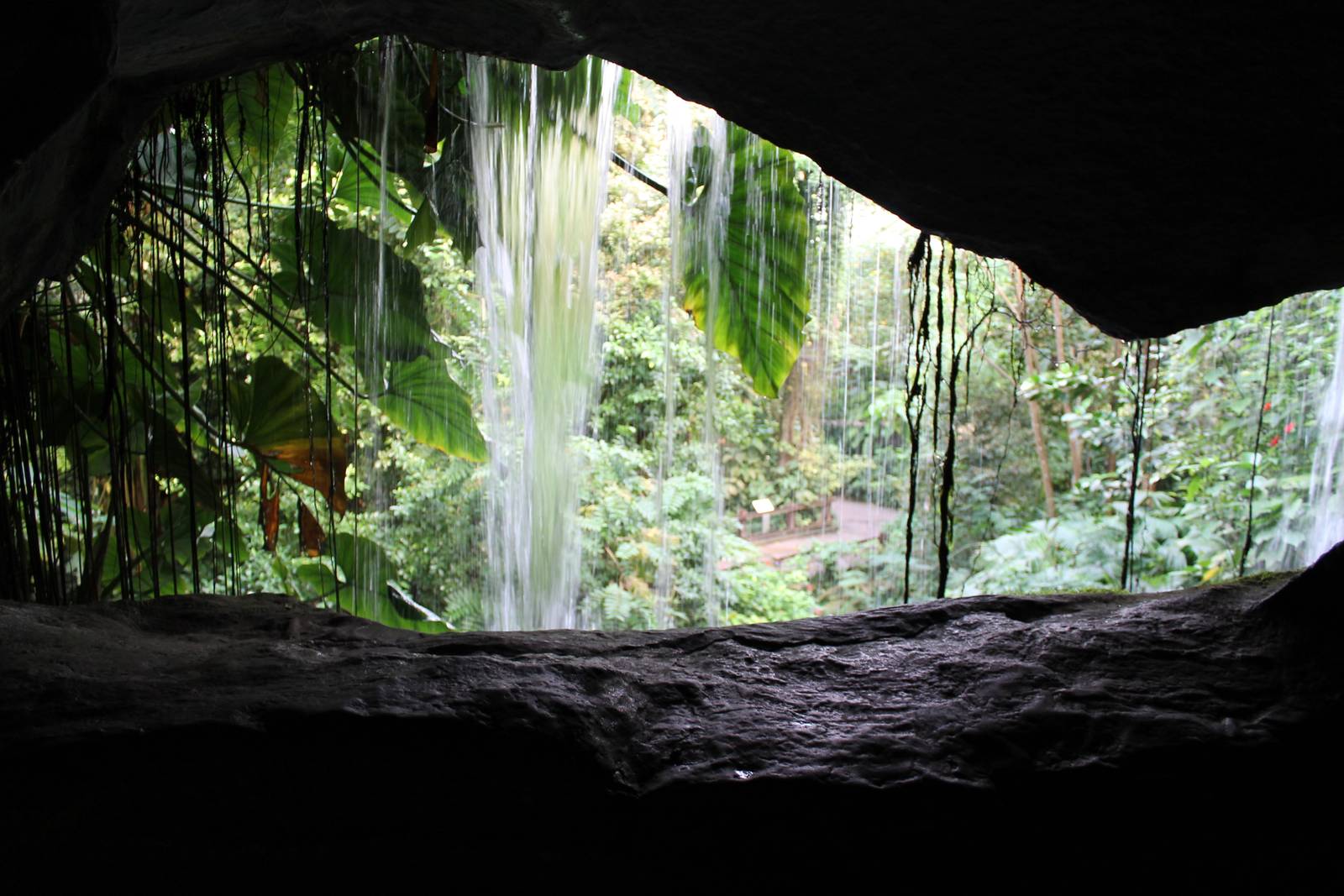 Behind the waterfall