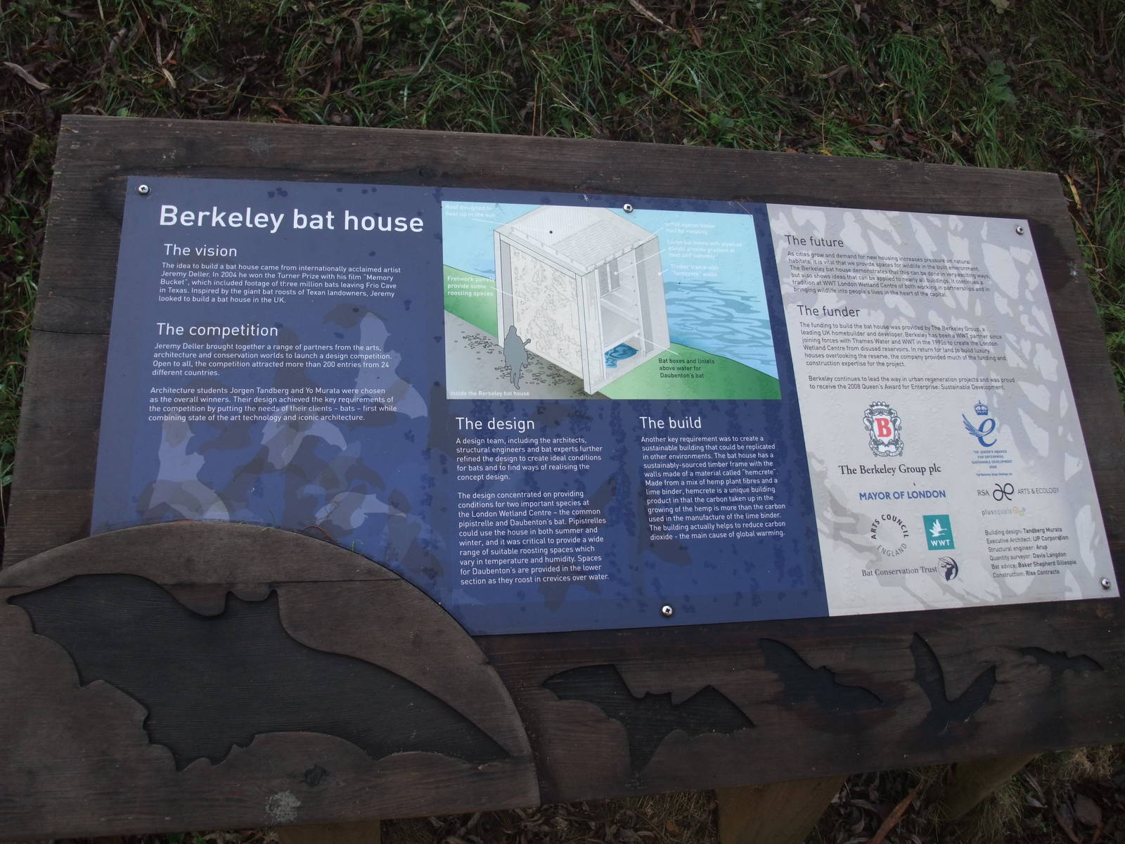Berkeley Bat House Signage at London WWT (Barnes), 15/11/11