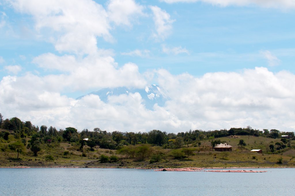 Big Momella Lake and Kilimanjaro in the background