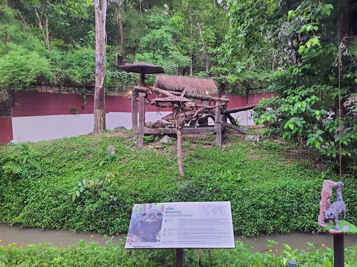 Binturong exhibit with Signage