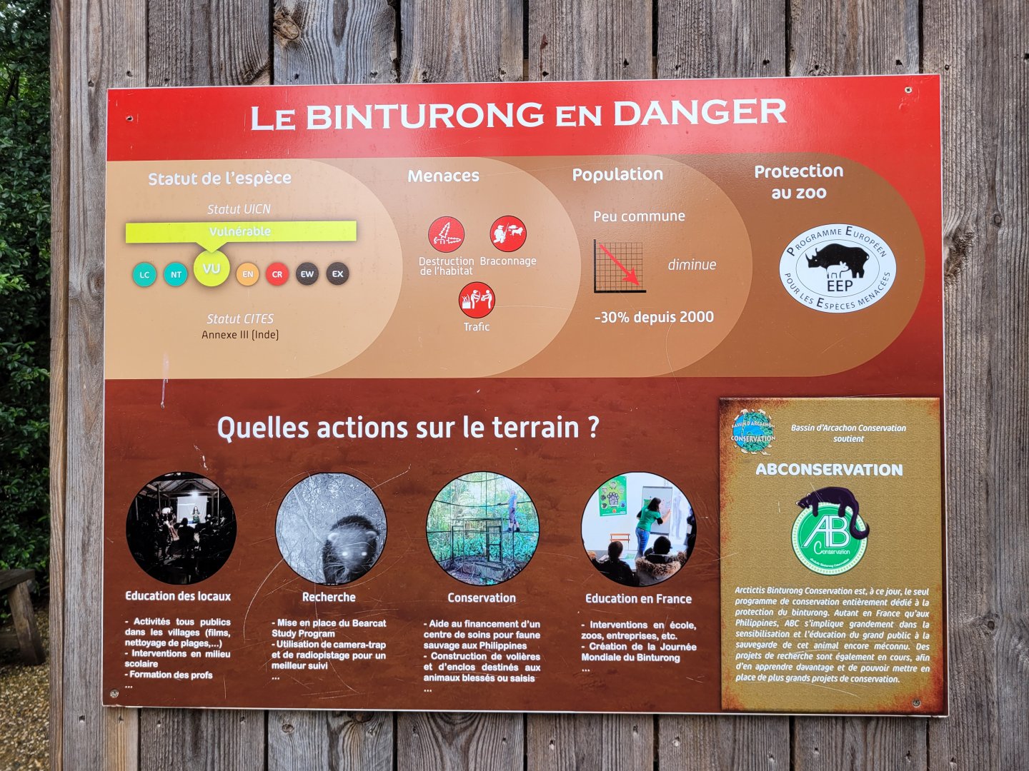 Binturong sign -Zoo du bassin d'Arcachon (2024)