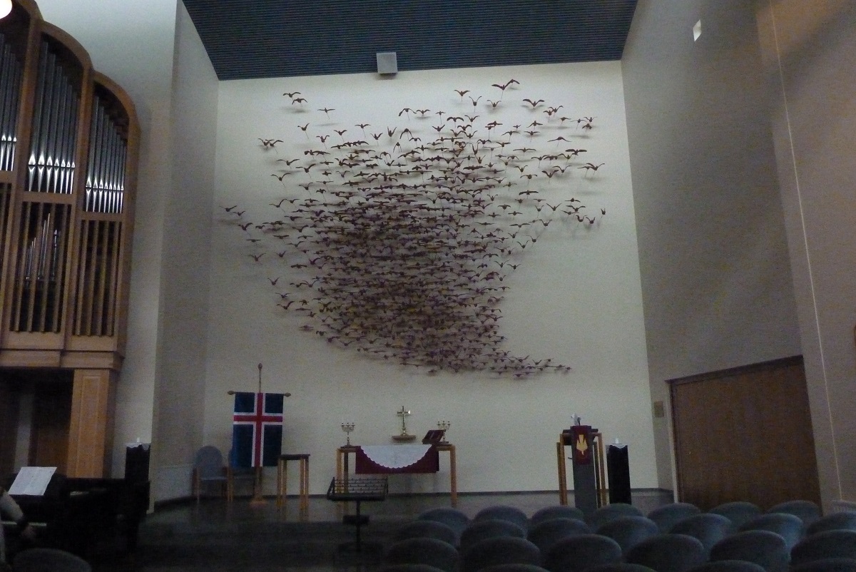 Bird sculpture, Isafjordur church, June 2014