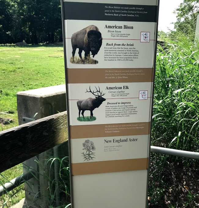 Bison & Elk Sign at the North Carolina Zoo