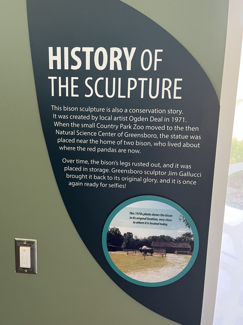 Bison Statue Signage