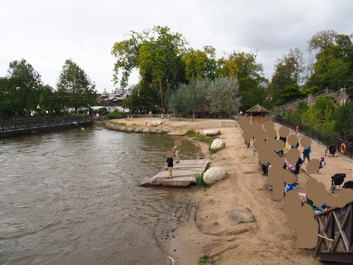 Black-footed penguin and Eastern Atlantic harbor seal exhibit seen from the lighthouse, 2019-10-04