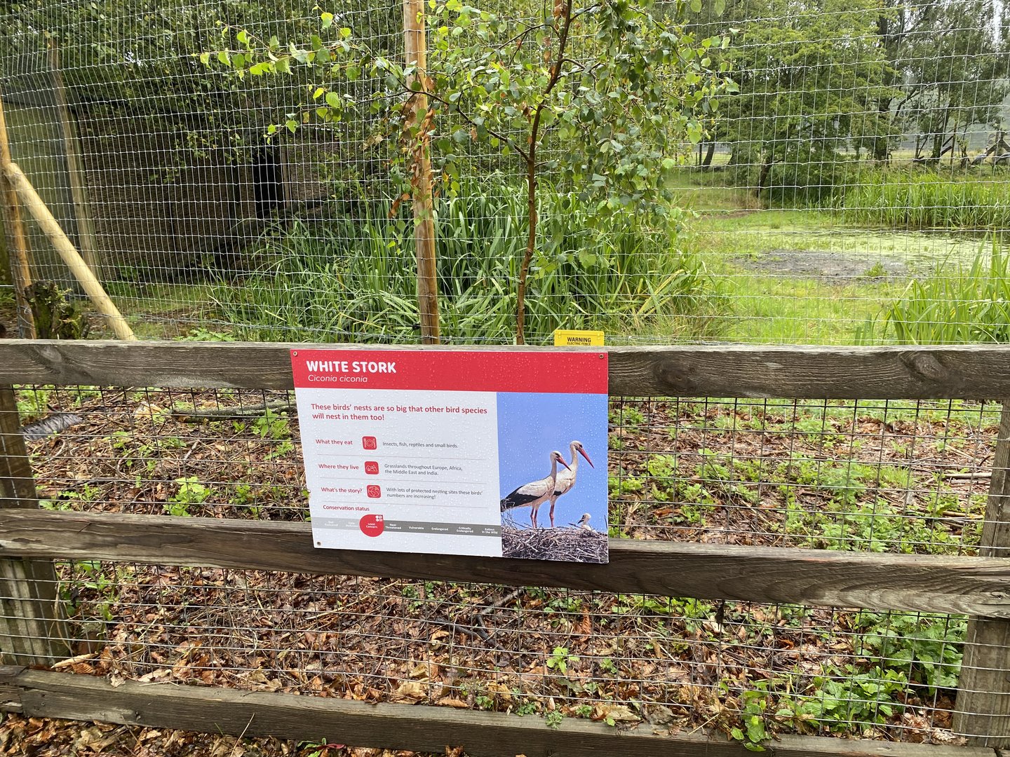 Blue crane and white stork enclosure - signage