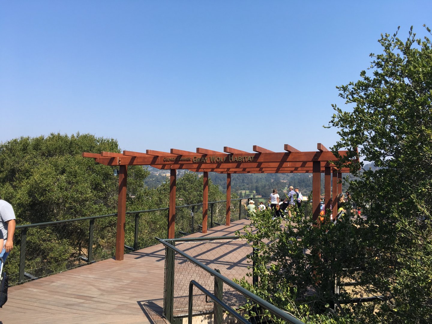 Boardwalk trail going to wolf exhibit