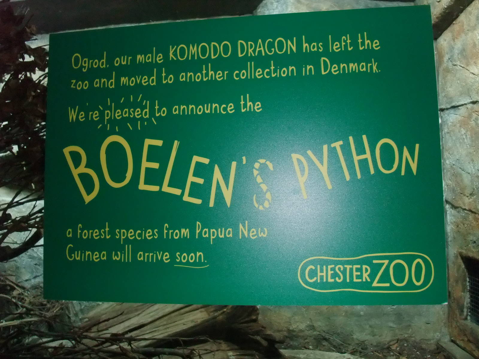 Boelen's Python Sign at Chester, 04/02/12